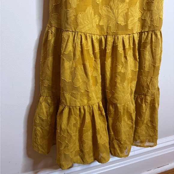 Lulu's Mustard Floral Midi Dress - Picture 3 of 6